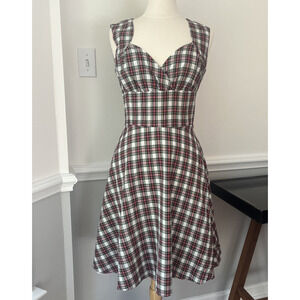Bernie Dexter Perfect Pinup  Dress Large Red Black Plaid 50's Retro Rockabilly